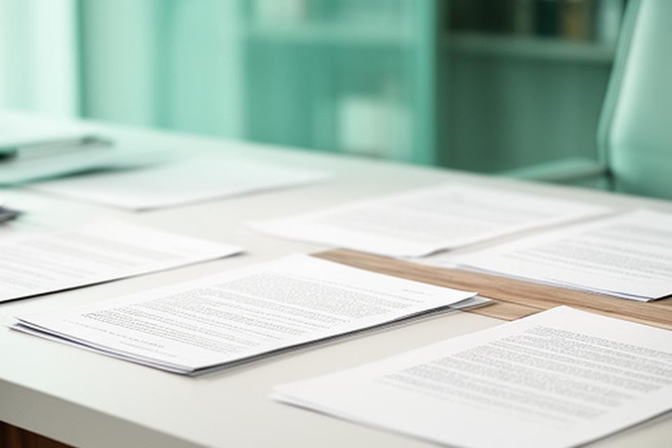 Despacho jurídico moderno en Madrid con documentos ordenados sobre una mesa y luz natural suave