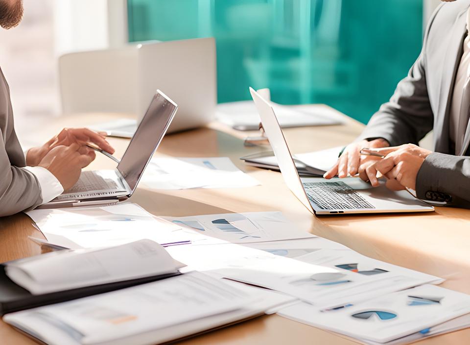 Equipo jurídico revisando documentación y noticias legales en una oficina luminosa de Madrid